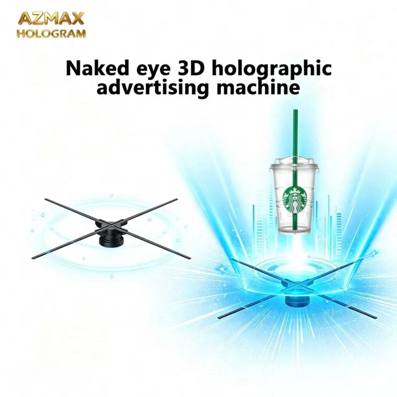 AZMAX 60cm Indoor LED Advertising Display Best New ODM Holographic Fan Naked Eye Stereo Equipment Cheap Hologram