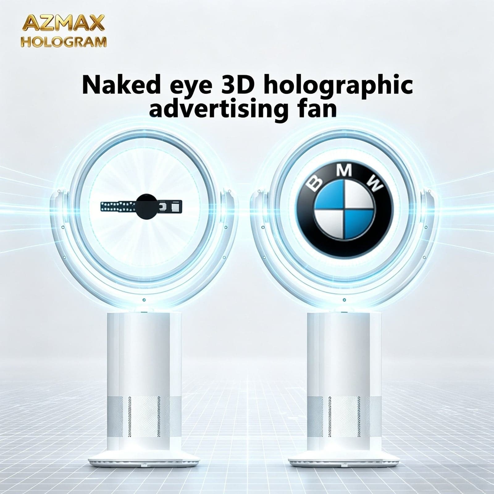 AZMAX 3D Holographic Fan Bladeless Naked Eye 3D Advertising Display LED Hologram Projector Commercial Store Exhibition OEM