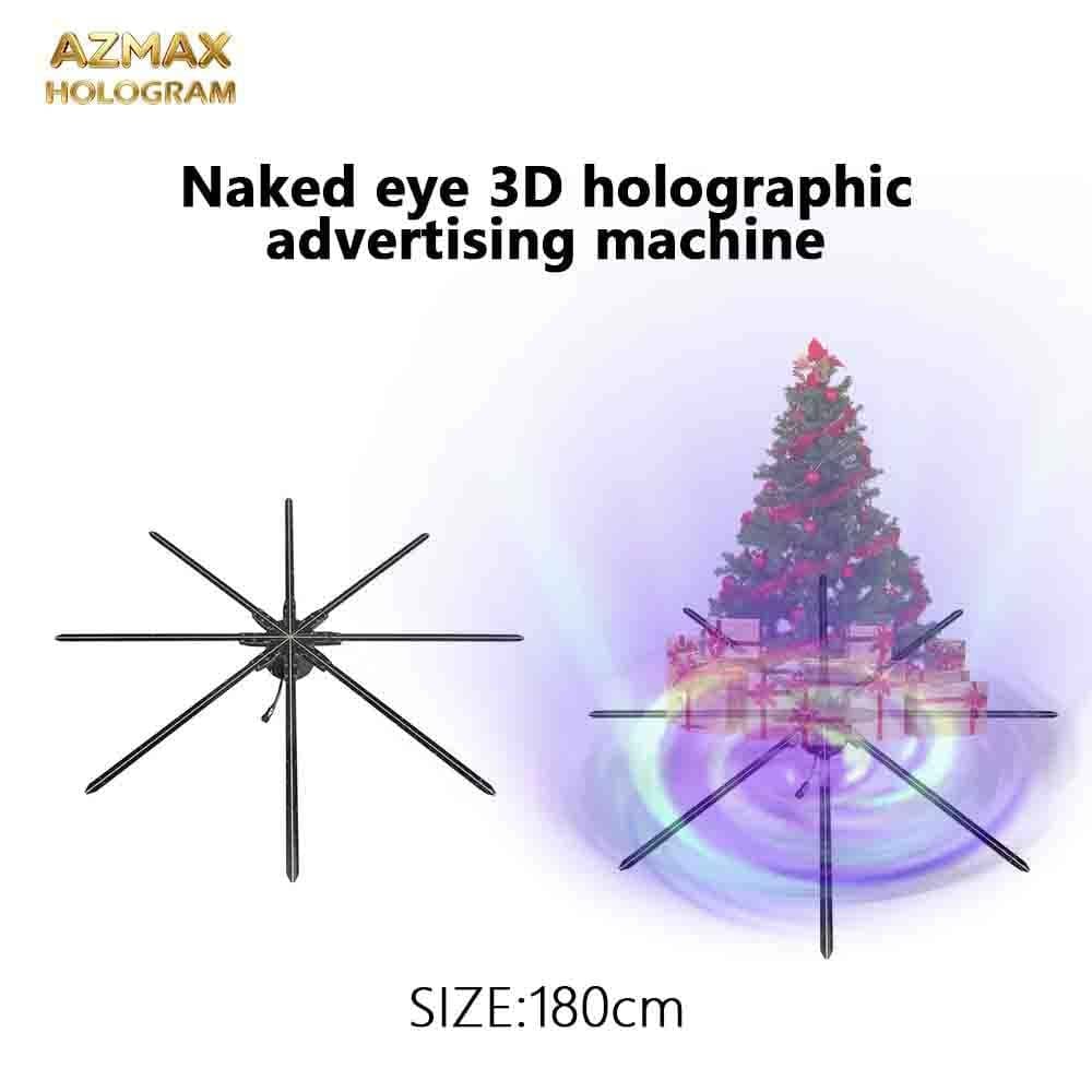 180cm Naked Eye 3D Hologram Fan LED Transparent Display Holographic Advertising Equipment Outdoor Education OEM AZMAX Ads